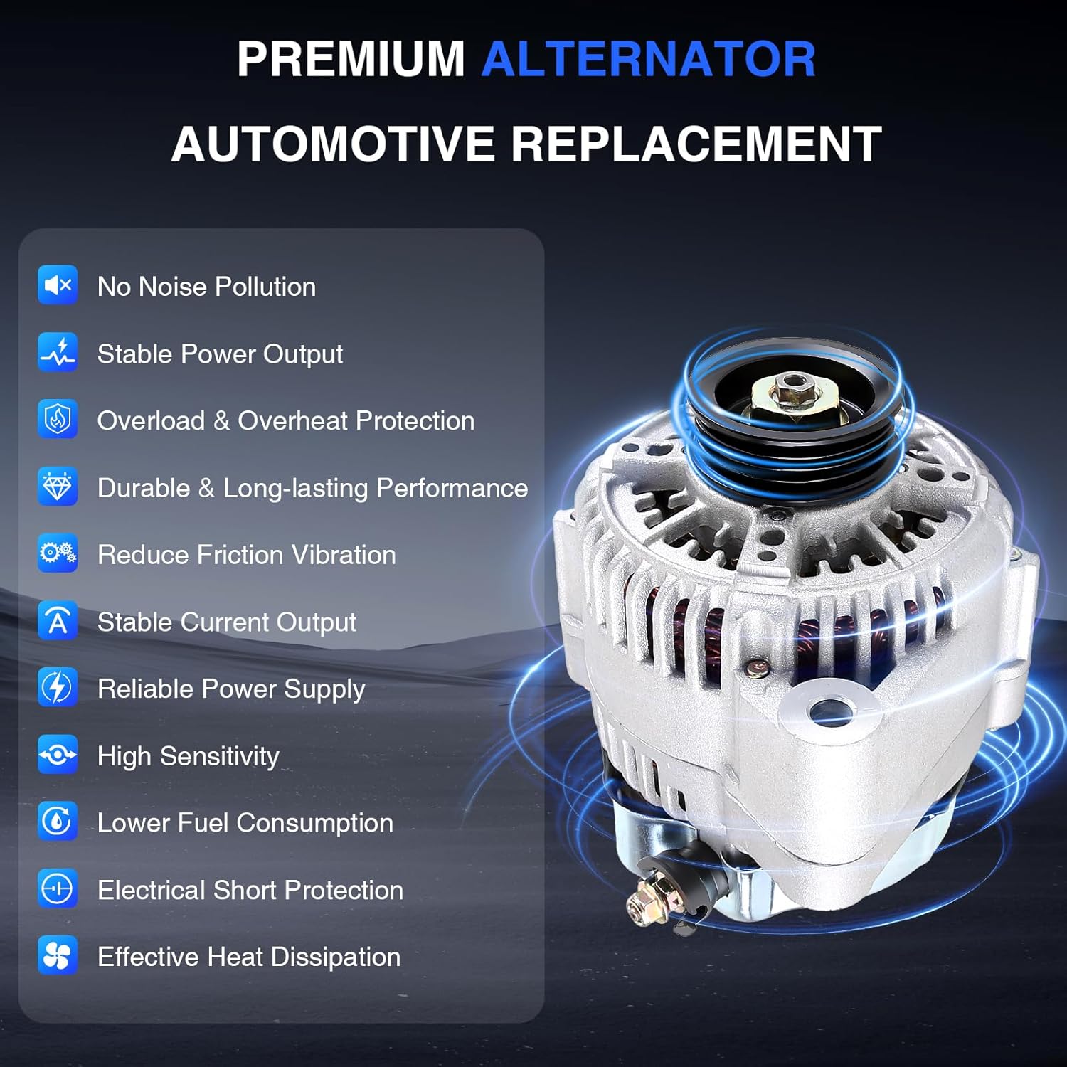 Alternator Fit for 2008-2012 Chevrolet Malibu, 2008-2010 Cobalt for Pontiac G5 08-09 for Saturn Aura 08-09 for Saturn Sky 08-10 for Saturn Vue 12V 125A 5-Groove CW IR IF 11959 11265