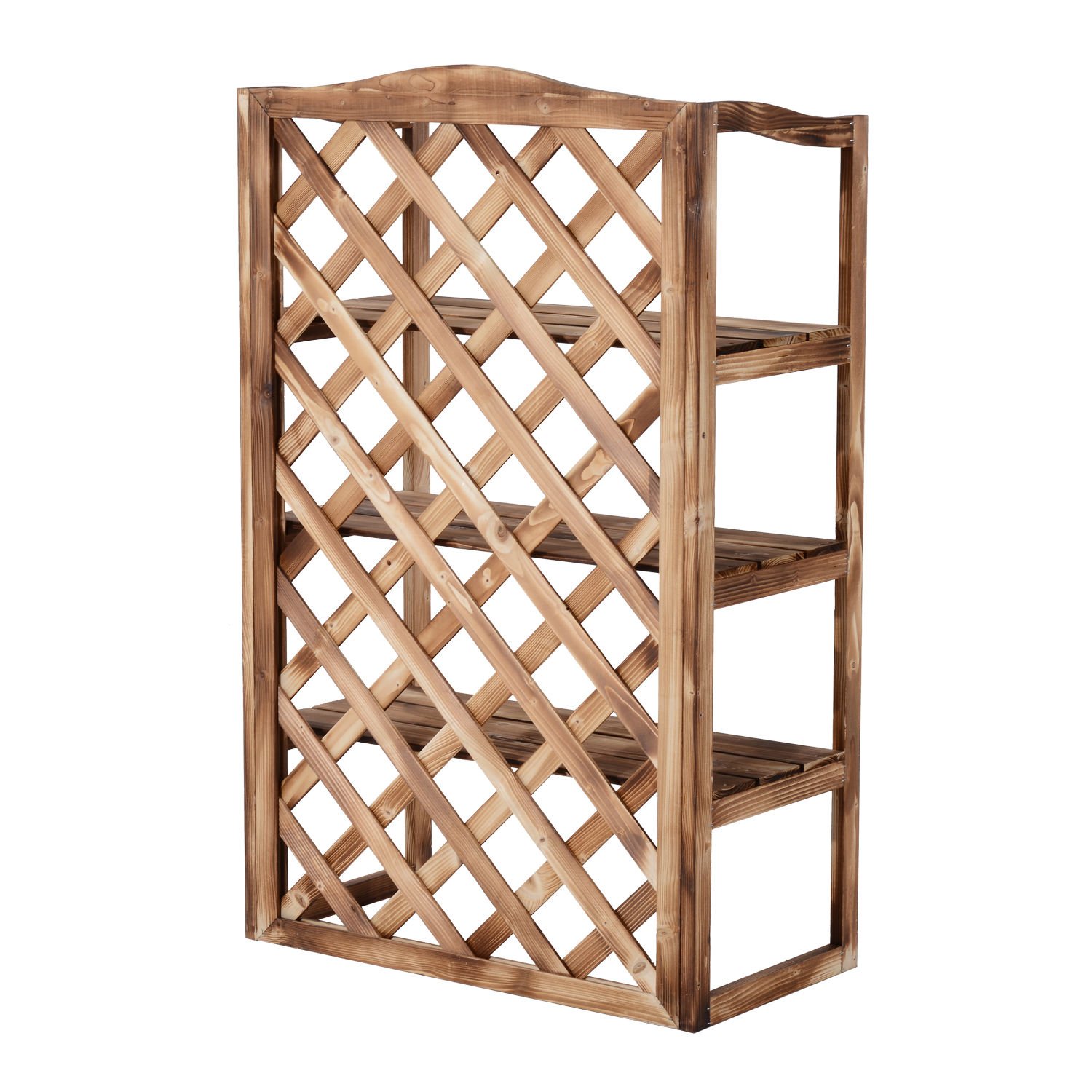 Outsunny Supporto fiori 3 livelli legno abete, scaffale fiori/piante