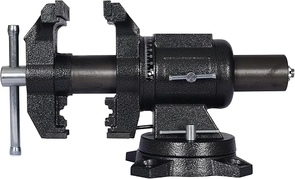 5-Inch Heavy Duty Bench Vise 360-Degree Rotation Clamp on Vise Swivel Base and Head with Anvil Black