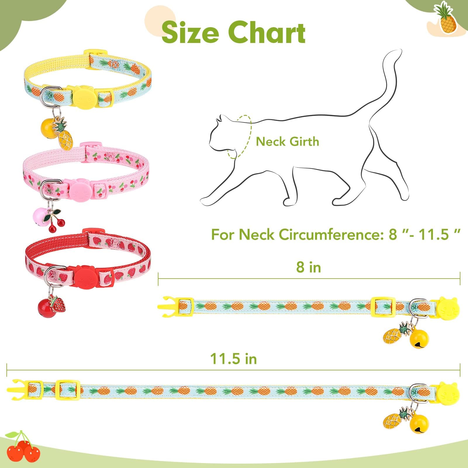 Coleira Breakaway Para Gatos BINGPET - Kit 3 Unidades Com Sino Ajustável