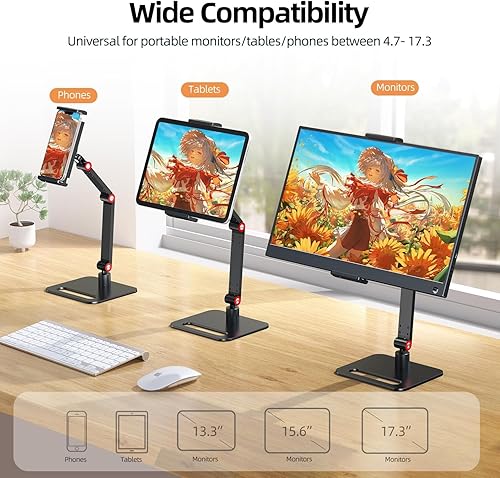 Miniatura 3 de UPERFECT Soporte ajustable para tableta, giro de 360 e inclinación de 180, soporte de brazo plegable para iPhoneiPadtabletmonitor de 4.7 a 18