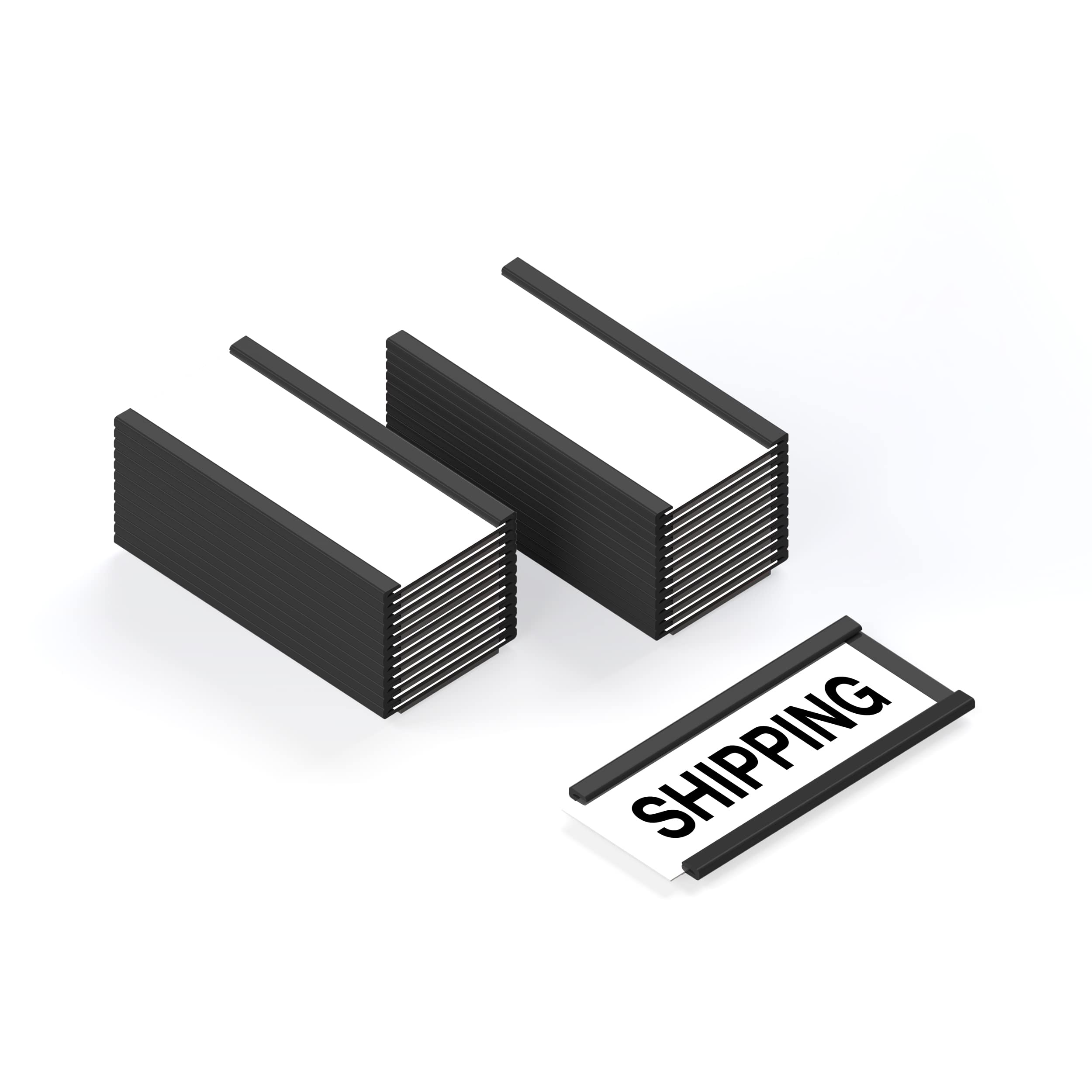 Magnatag® 1" x 2" Black Magnetic Card and Label Holders (25 Pack)