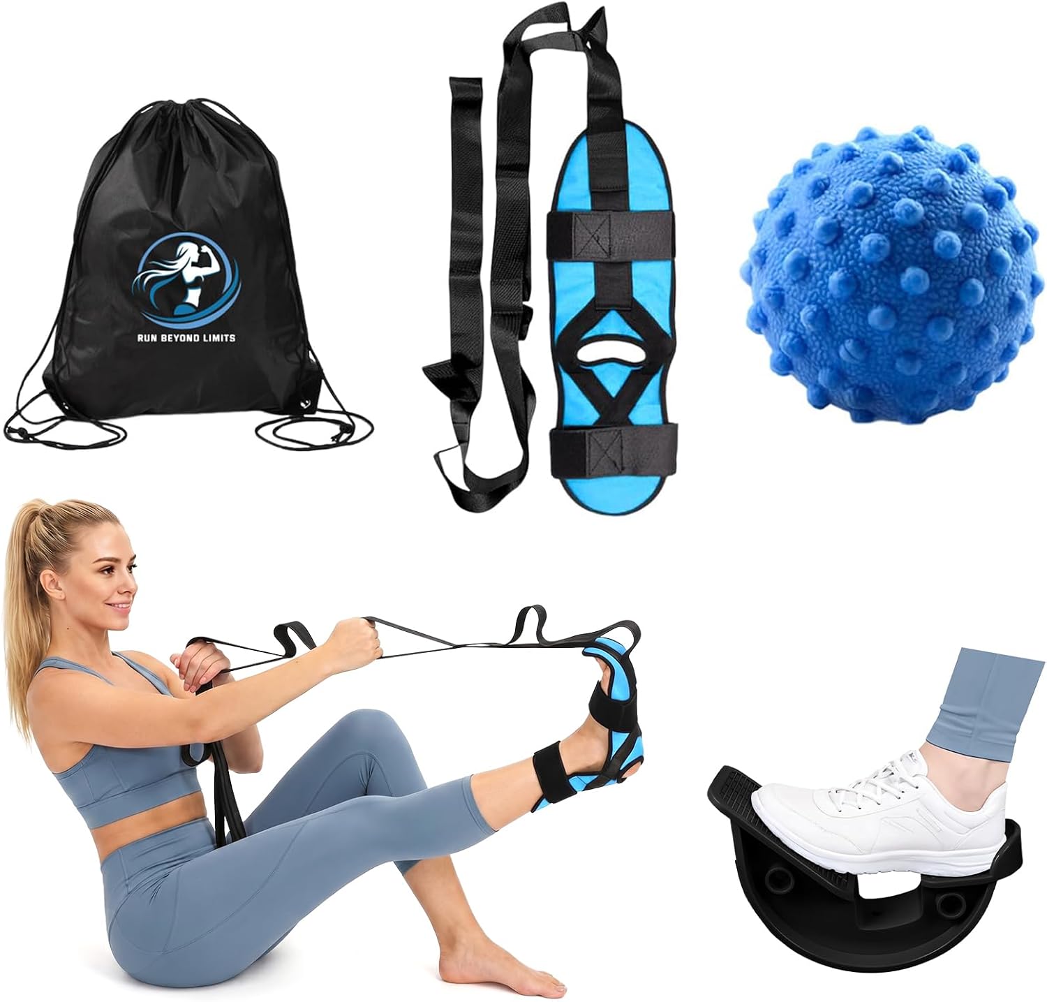 Estirador de Pie y Pantorrilla para Fascitis Plantar - Rocker con Correa de Yoga