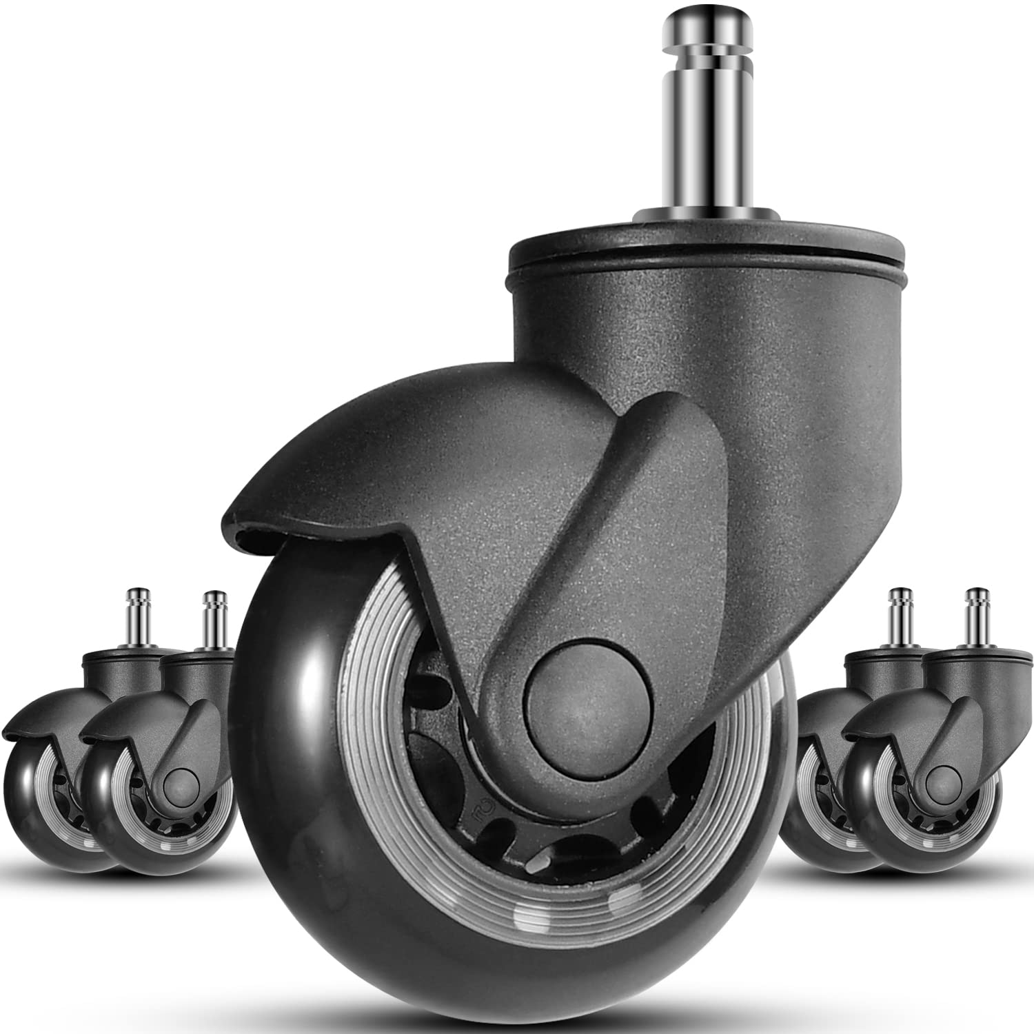 5PCS Office Chair Wheels, Rollerblade Chair Caster, Replacement Rubber Chair Casters for