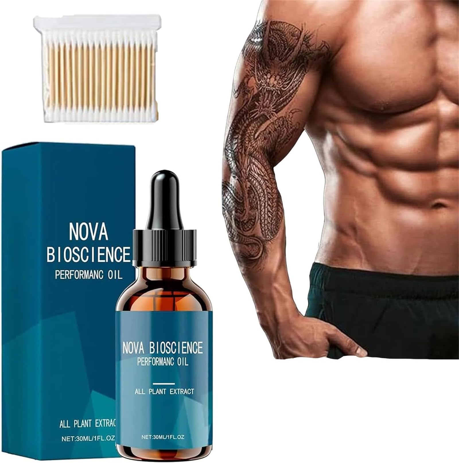Nova Bioscience Performance Oil for Men, Revitahepa Male Growth Nutrition Drops, Nova Bioscience Complex Men's Drops (1Pcs)