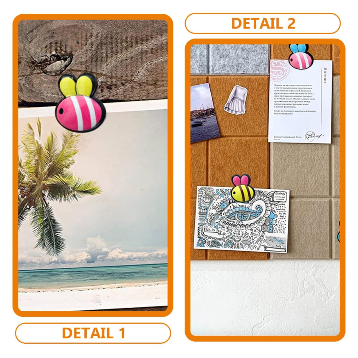 Lurrose 5 Ensembles Dessin Animé Abeille Cinq Couleurs Décoration Murale Clou en Forme De I Outil De Tige De Porte Punaises Stylo en Forme d'abeille Punaises De Tableau 30 pièces * 5