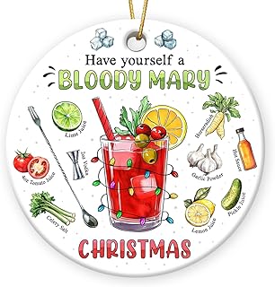 Cocktail Christmas Ornament 2025 - Have Yourself a Bloody Mary Wine Ornaments for Christmas Tree, White Elephant Drinking Funny Gift Exchange, Cocktail Lover Gifts for Friend, Coworker, Family