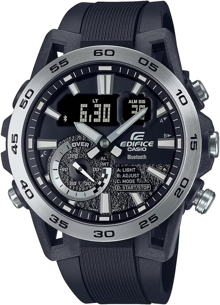 CasioEdifice ECB-40P-1ADF Black Analog-Digital Dial Black Resin Strap Men's Watch Smartphone Link World Time ED578