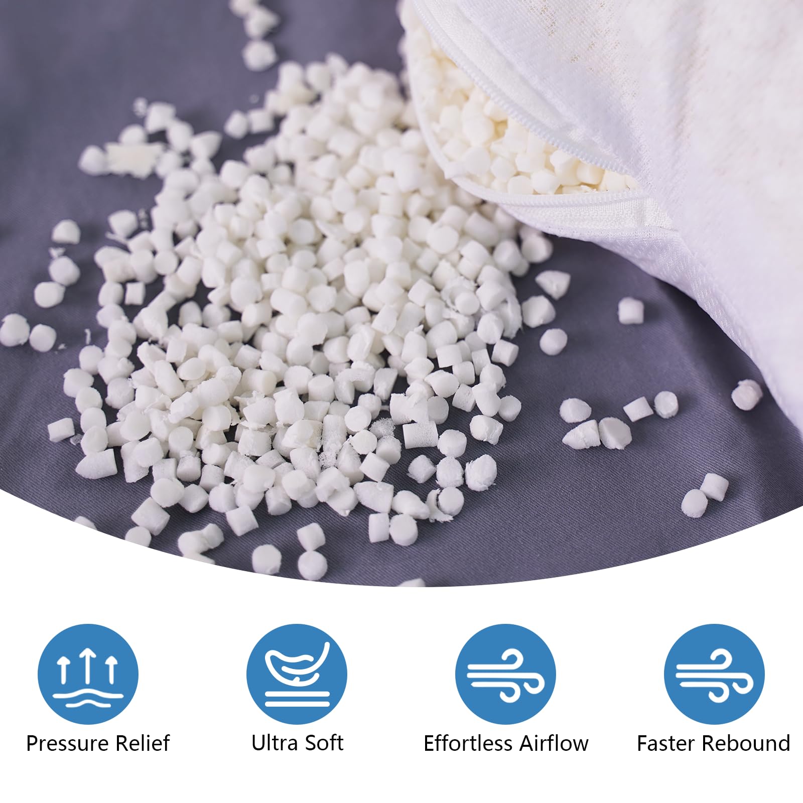 OnaClowd Shredded Talalay Latex Foam Pillow (Adjustable Loft) with Cooling Cover for Back, Stomach, and Side Sleepers