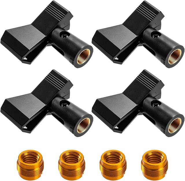 Uniwersalny uchwyt do mikrofonu, klips do mikrofonu sprężynowego, zacisk mikrofonowy, klamra z nakrętką śrubową 5/8", adapter do mikrofonu bezprzewodowego i ręcznego, 4 sztuki