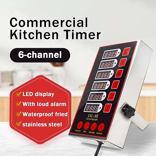 Miniatura 5 de Temporizador de cocina comercial digital de 6 canales, recordatorio de cocina, alarma de anillo fuerte