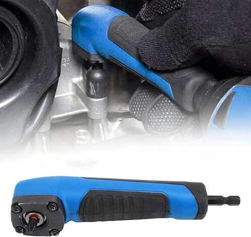 Miniatura 5 de Accesorio de esquina de destornillador eléctrico con interfaz hexagonal, adaptador de taladro de ángulo recto con juego de brocas magnéticas (azul)