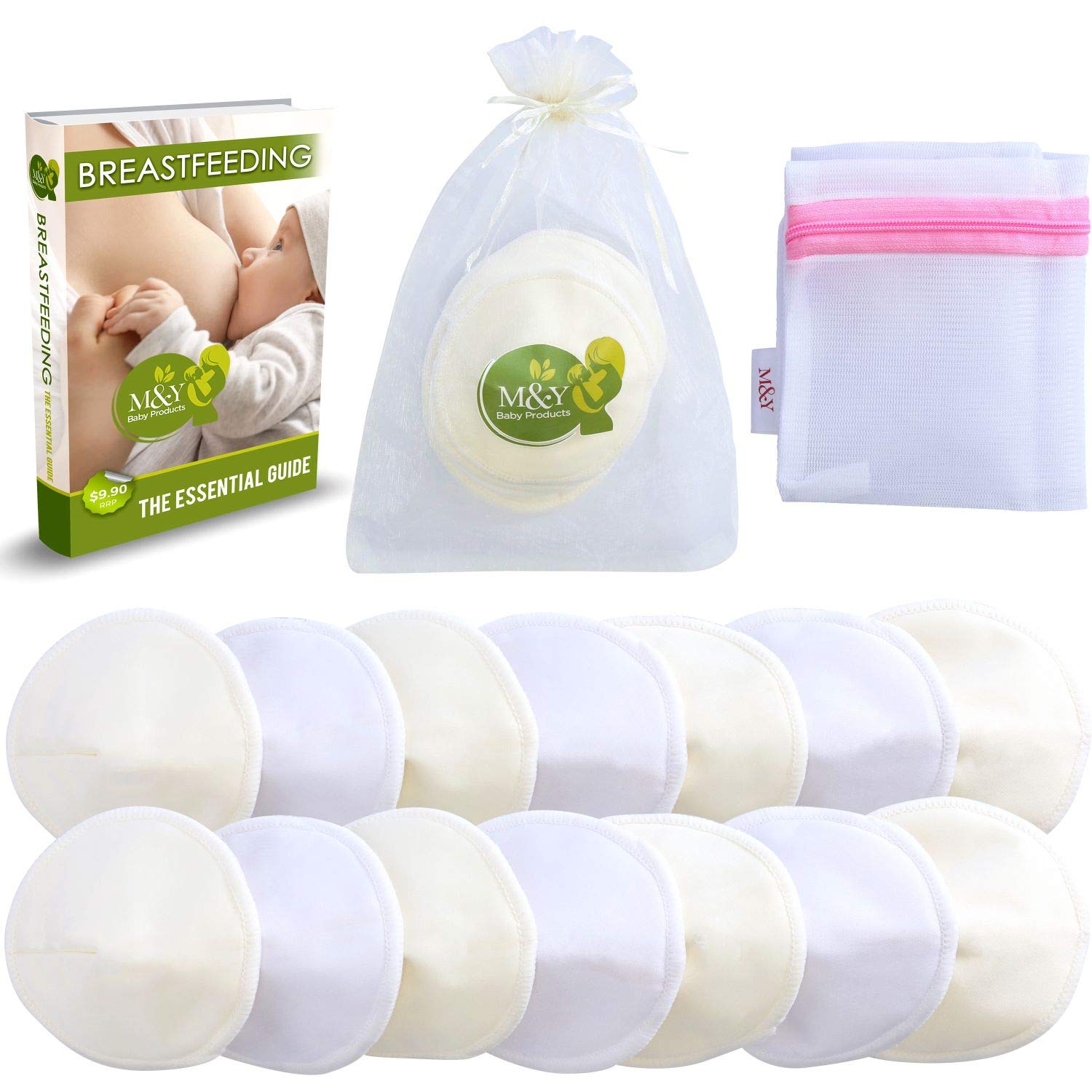 M&Y Organic Bamboo Nursing Pads, 14-Pack