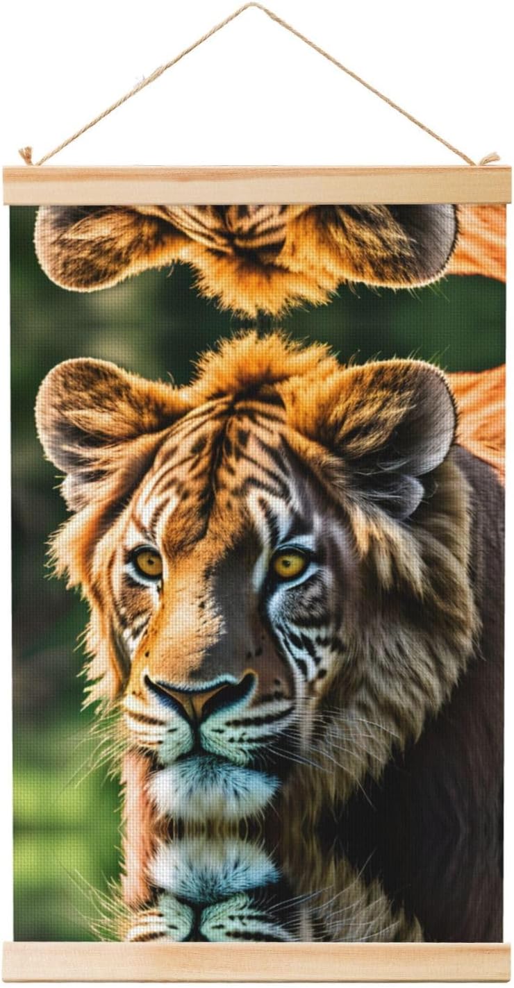 African Animals Print Poster Hanger,Hanging Poster, Poster Frame,Wood Poster Hanger, For Wall Hanging