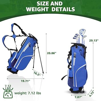 Kids Golf Clubs Set, Youth Golf Clubs Junior Set Ages 9-12 Includes Stand Bag, 1# Drive, 7#, 9# PW# Irons and Putter Right Hand for Boys Girls