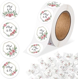 Colarr 500 Pieces Mint to Be Label Stickers Wedding Party Favors Labels 1 Inch Round Botanical Theme Wedding Stickers for Guests(Flower)