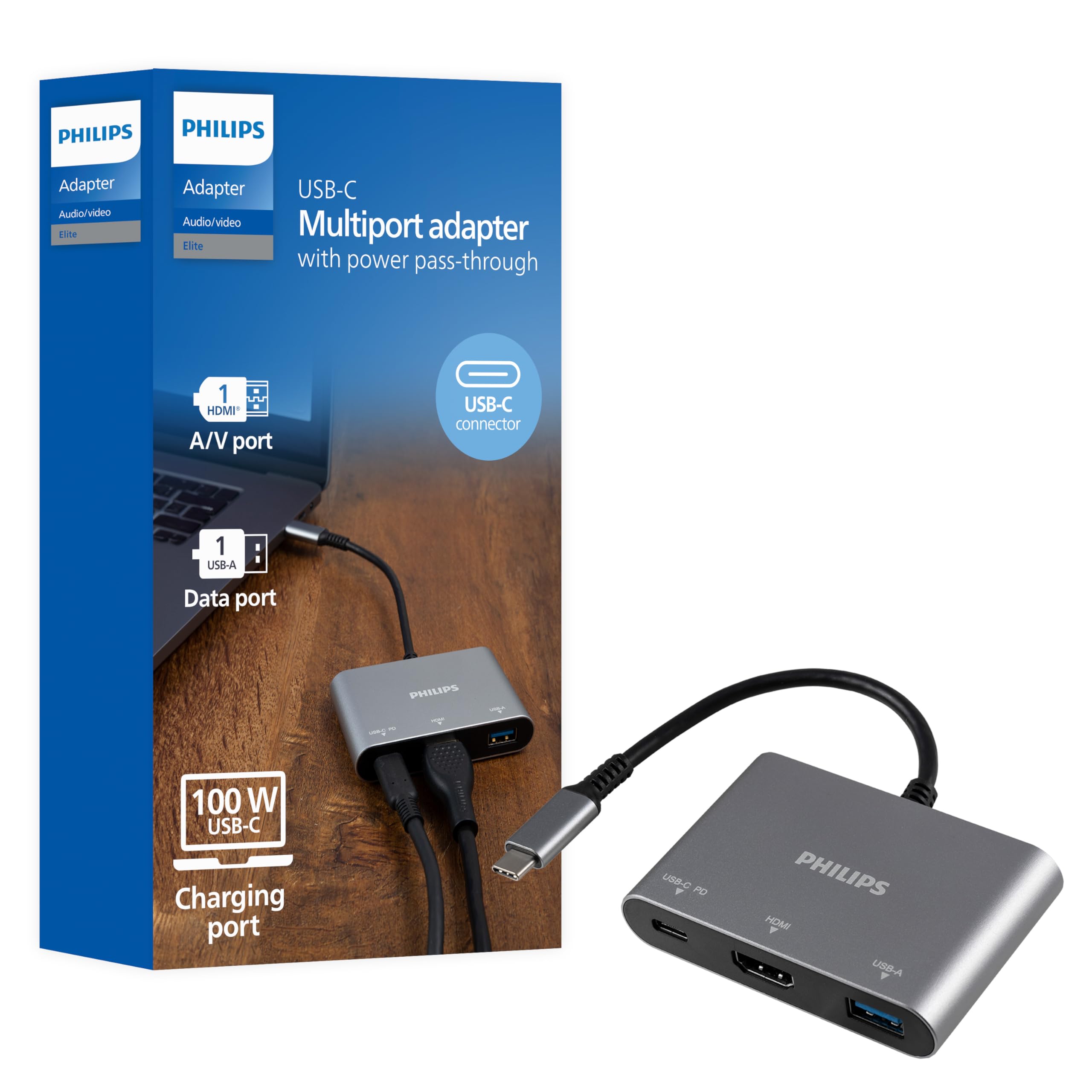 Amazon.com: Philips USB C Hub to Multiport Adapter, 3 in 1 Power