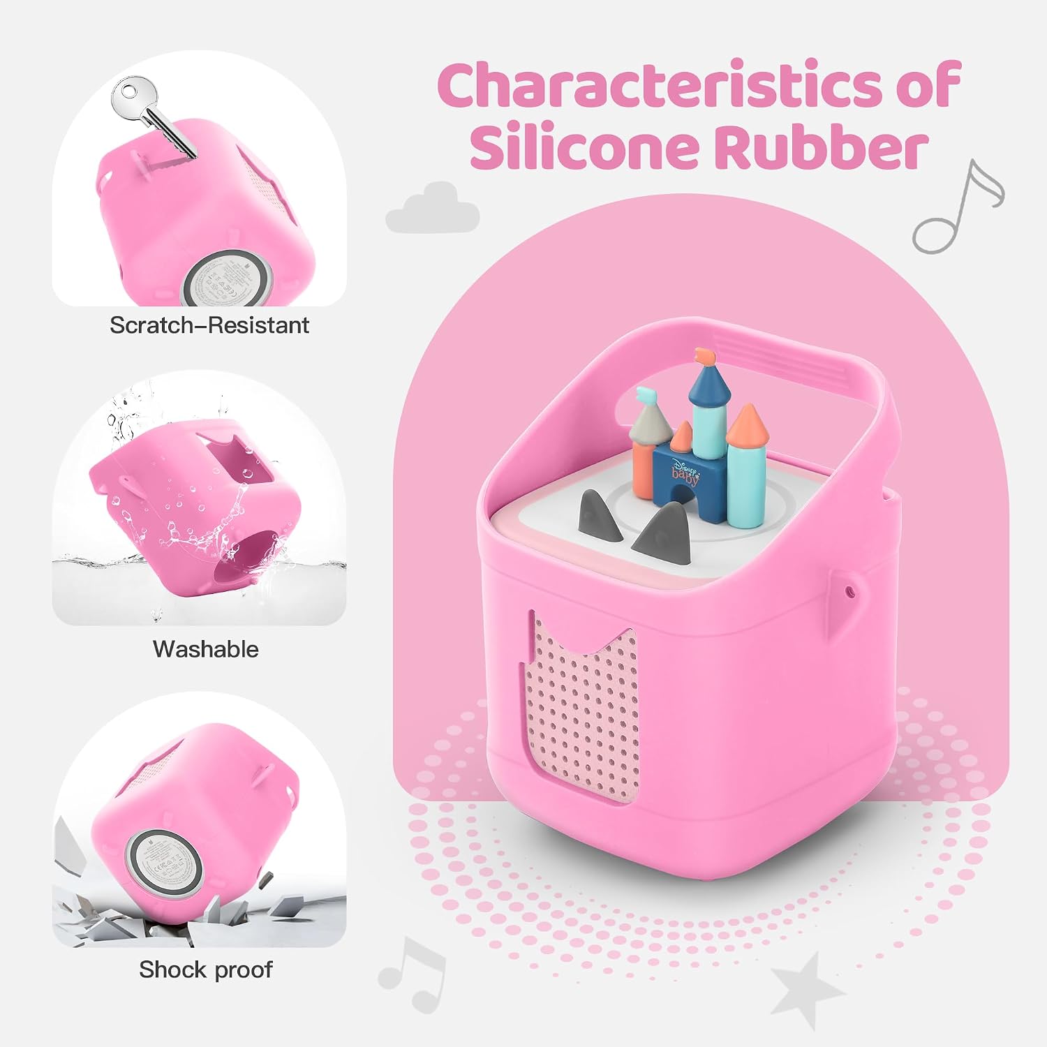 Silicone Case for Toniebox 2 Audio Player,Portable Durable Soft Anti-Slip Earthquake-Proof Protective Sleeve (Pink)