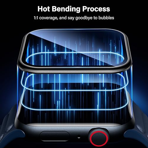 Miniatura 7 de Uyiton Paquete de 2 protectores de pantalla para Apple Watch Series 87 de 1.772 pulgadas, fuerte absorción Marco de aleación de titanio + vidrio