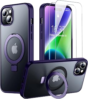 SPIDERCASE Designed for iPhone 14 Case, with Magnetic Invisible Stand[10 FT Military Grade Drop Protection Shockproof Case, Purple