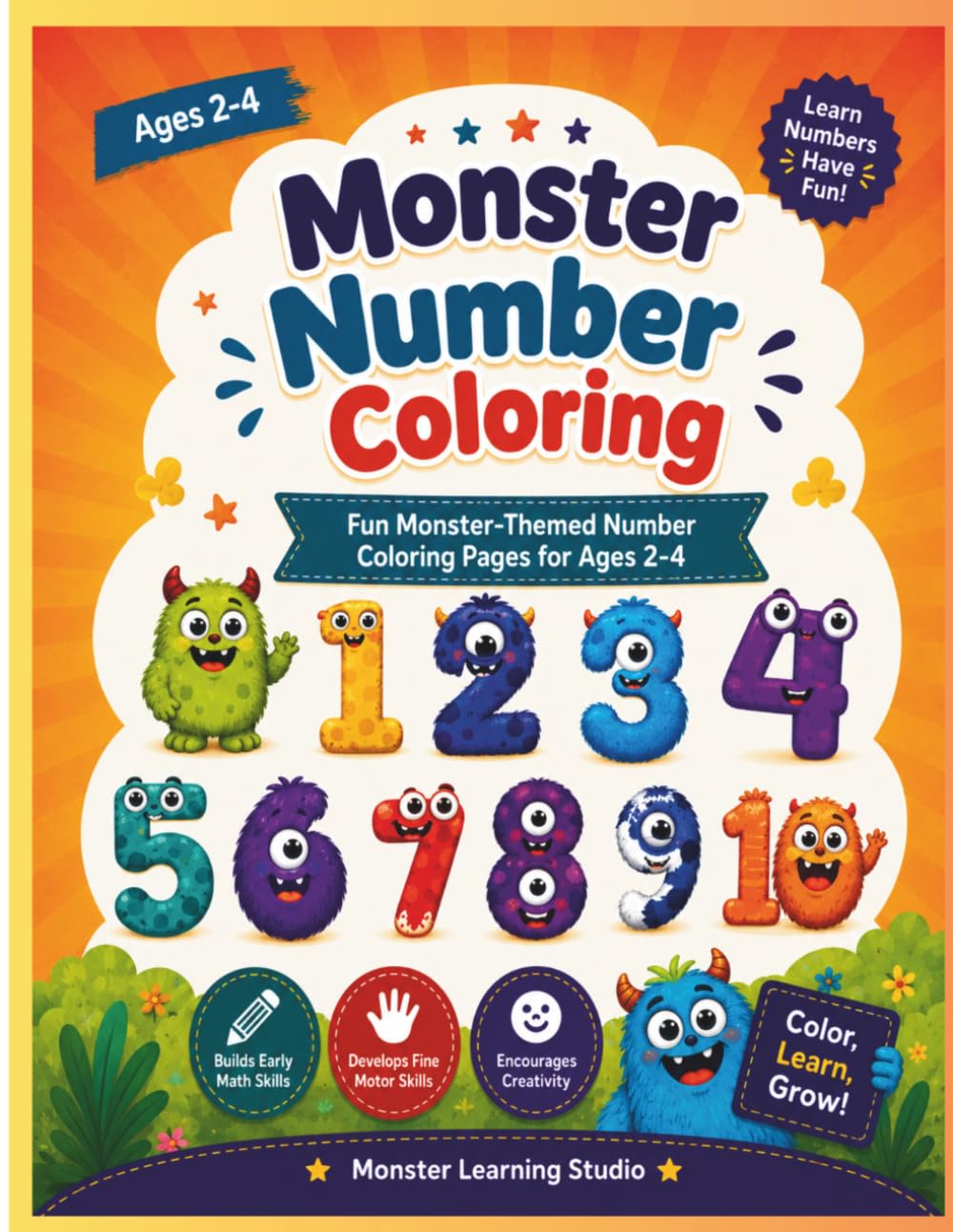 Monster Number Coloring: Fun Monster-Themed Number Coloring Pages for Ages 2–4