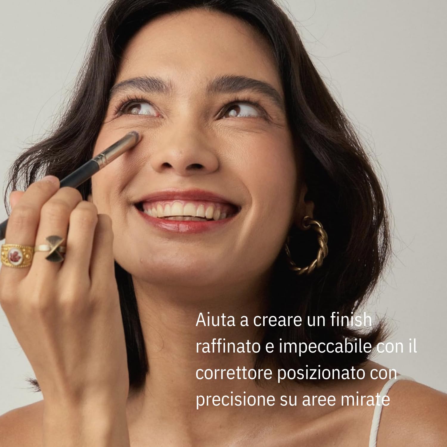 ENERGY 370S Pennello Correttore Piccolo per Copertura Mirata & Occhiaie – Pennello Trucco di Precisione con Setole Sintetiche Vegane