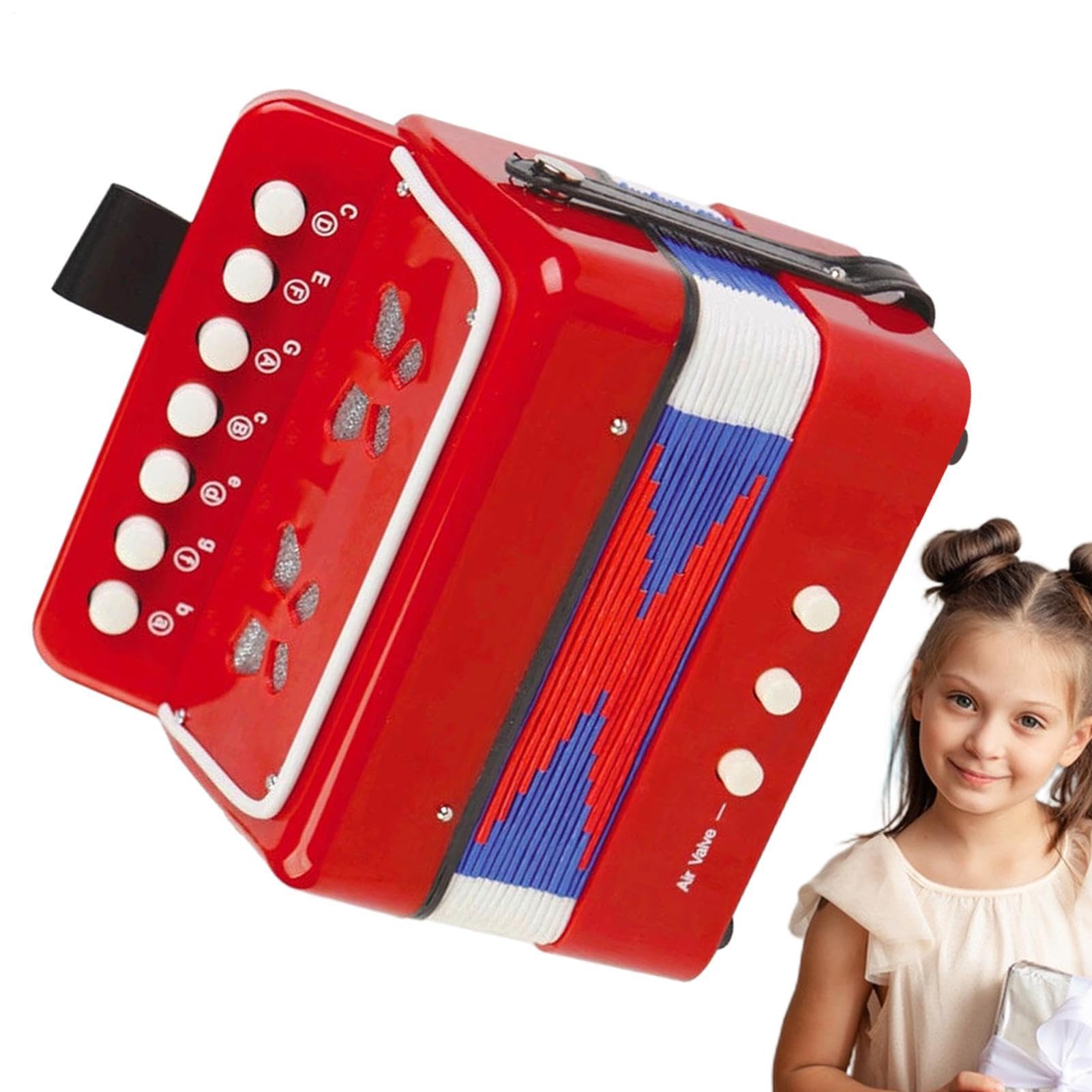 Mini instrumenty muzyczne akordeonowe, akordeon guzikowy 7-klawiszowy mały