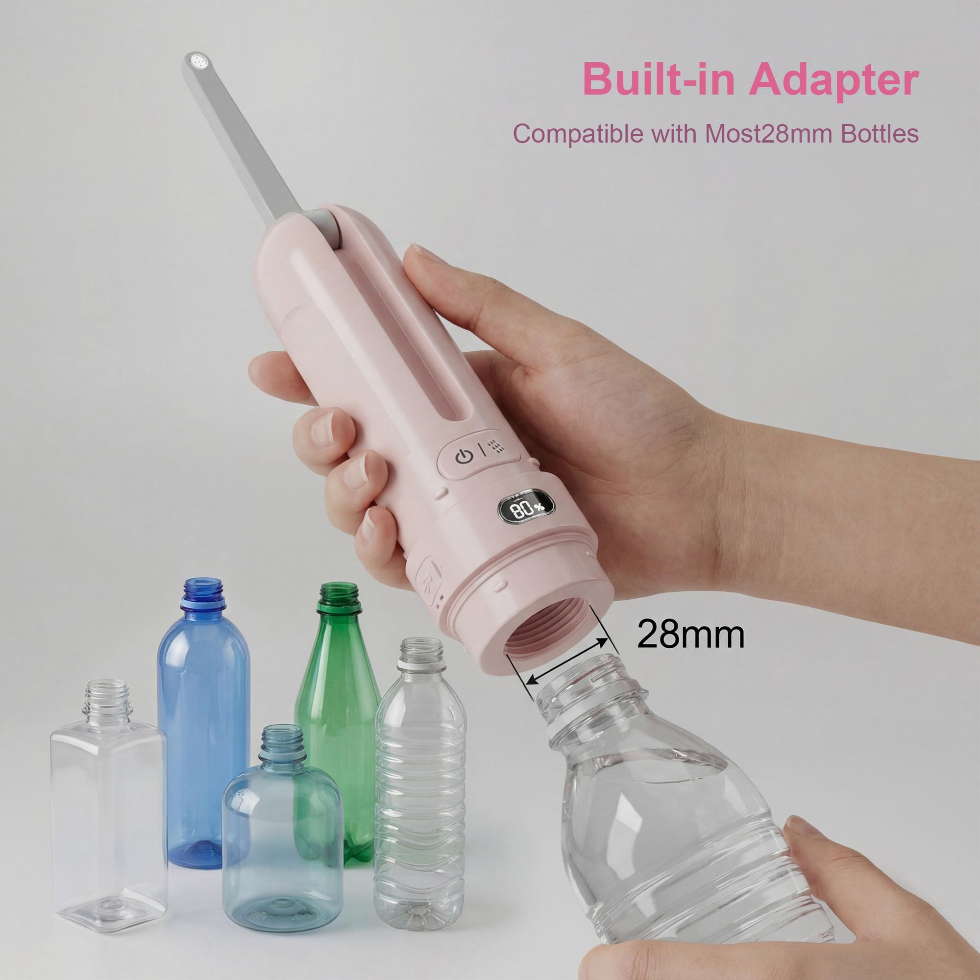Bottiglia elettrica Peri aggiornata - Bidet portatile per donne cura post-partum e viaggi | Rondella femminile ricaricabile con 3 modalità - Cura dell'igiene intima (rosa)