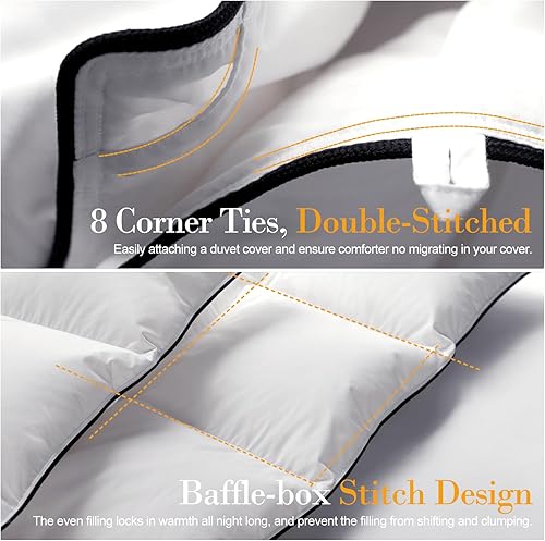 Miniatura 7 de Edredón de fibras de plumón tamaño King, lujoso relleno de edredón de la colección de hotel para todas las estaciones, 54 onzas de alto volumen,