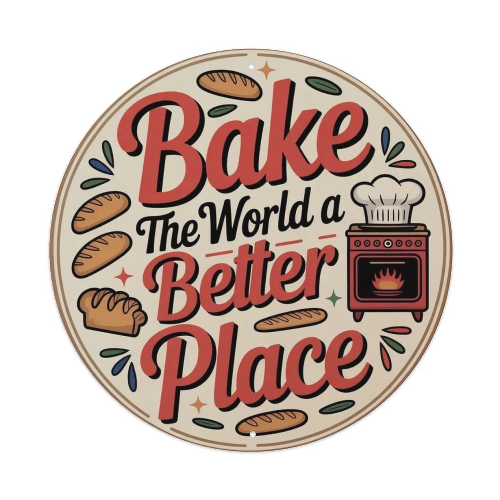 Baker Bake The World Metal Tin Sign Plaque