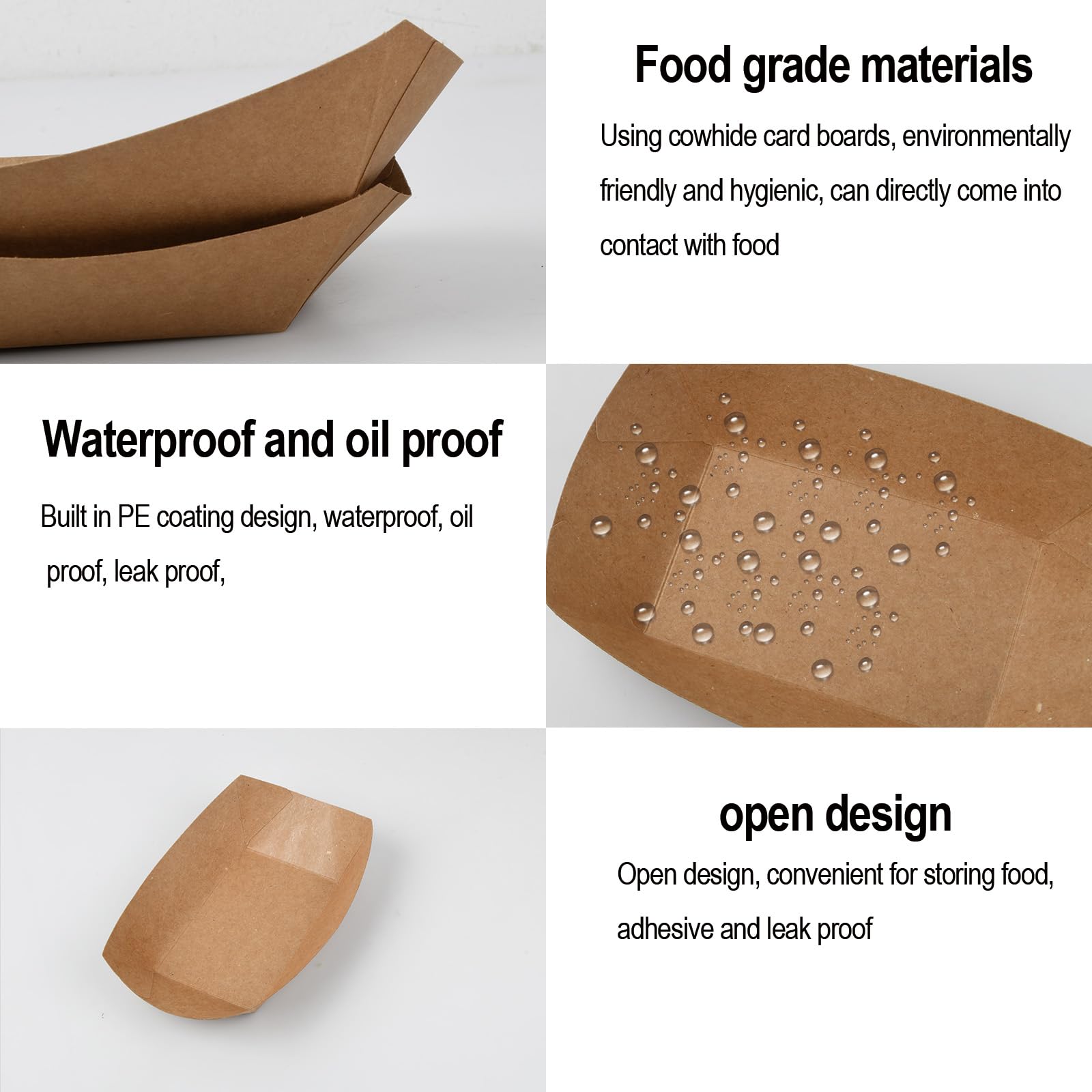 100 sztuk tacy kraft 20 × 12,5 cm taca do smażonej żywności, tacki z tektury kraftowej, kartonowe miski na chipsy ziemniaczane przekąski i inne artykuły spożywcze na imprezy piknikowe