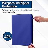Vista 5 de BCW Z-Folio 9-Pocket LX Album - Blue Secure Zipper Card Organizer Premium Leatherette Card Collection Binder Trading Card Binder for Pokemon