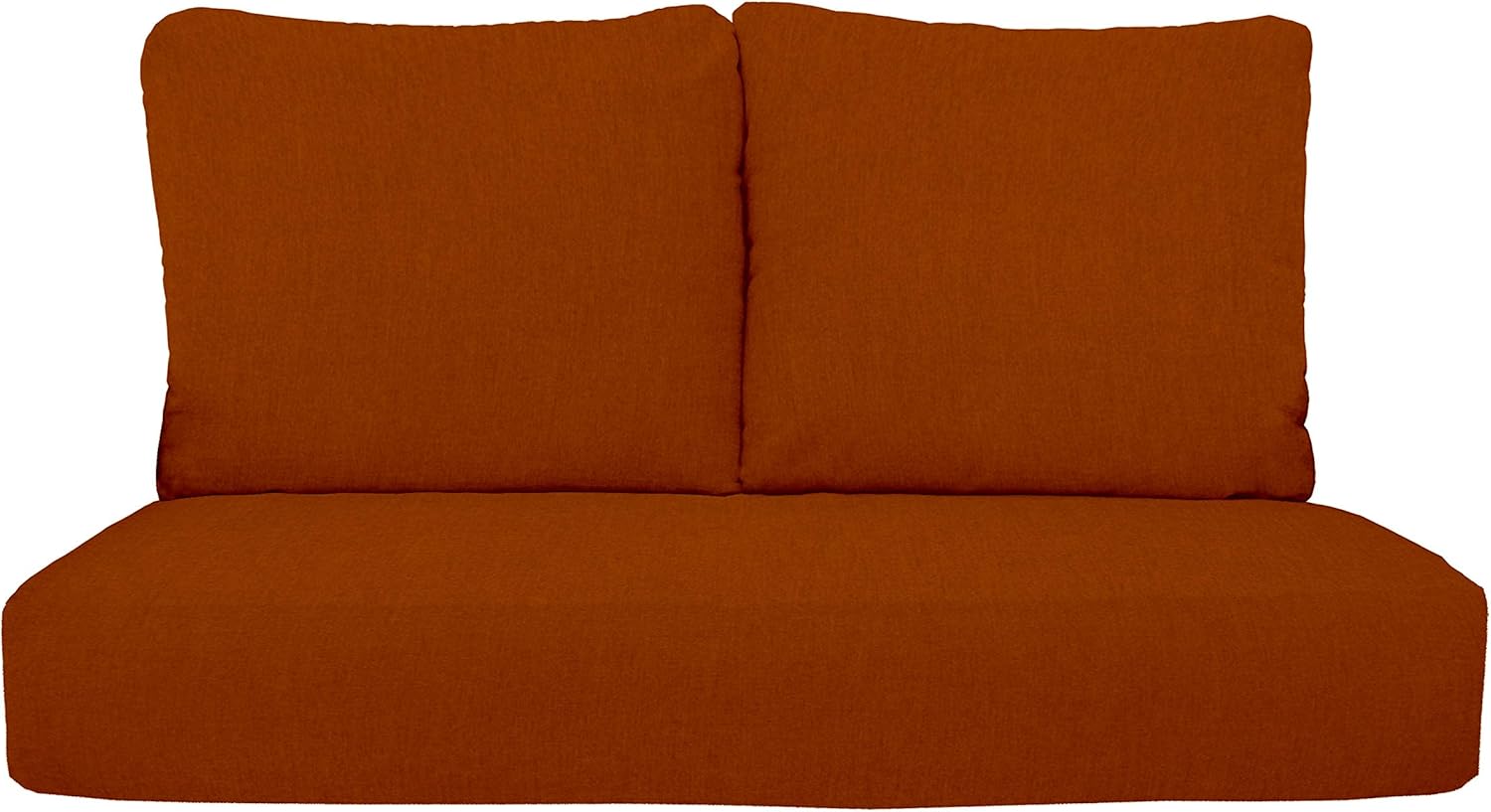 RSH DECOR: Deep Seating Loveseat Cushion Set | 46” x 26” Loveseat | Sunbrella Performance Fabric | Outdoor Foam Settee and Pillow Back Cushions for Patio Furniture | Canvas Rust
