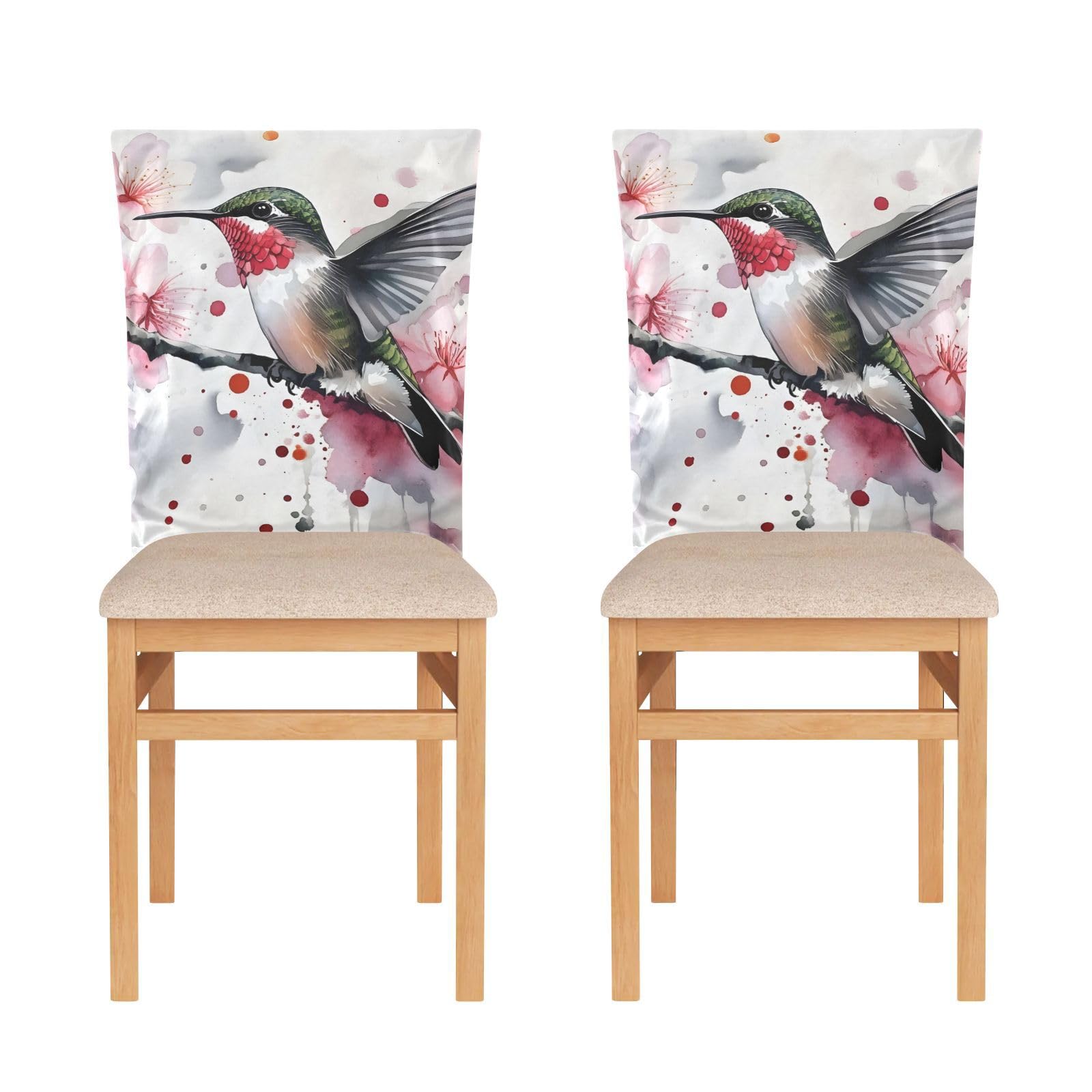 ZRYSMY Hummingbird Watercolor 6 Pcs Chair Back Covers Dining Chair Slipcovers Washable Back Chair Protectors Covers for Kitchen Home Decor 19.7 x 23.6