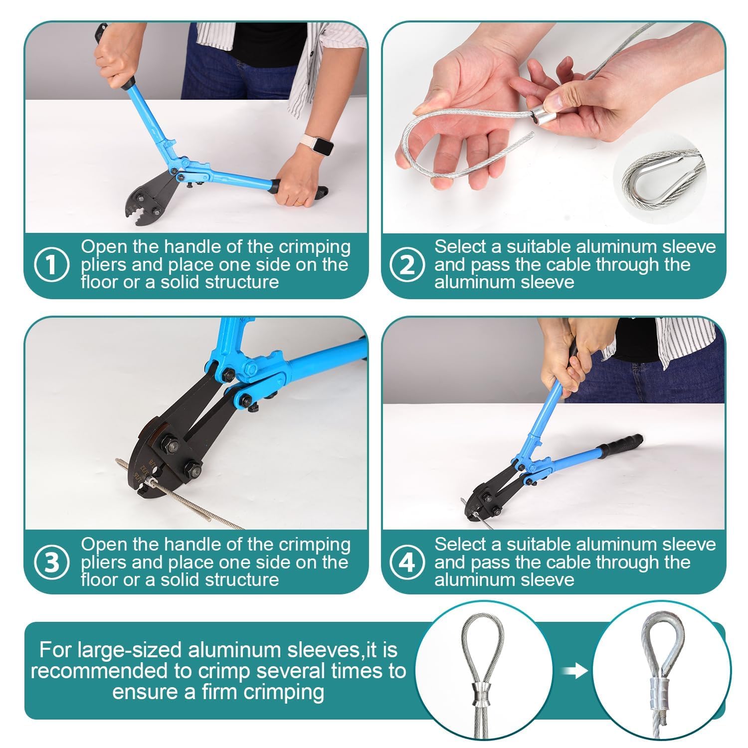 Kit di cavi in acciaio inossidabile da 3 mm e 50 m, con strumento di crimpatura e tagliacavi, per fai da te, recinzioni, luci a stringa