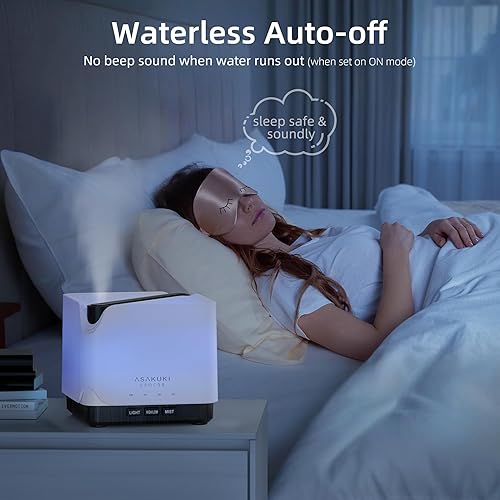 Miniatura 4 de ASAKUKI Difusor de aceite esencial, humidificador ultrasónico multifuncional de aromaterapia perfumado vaporizador de aceite con temporizador,
