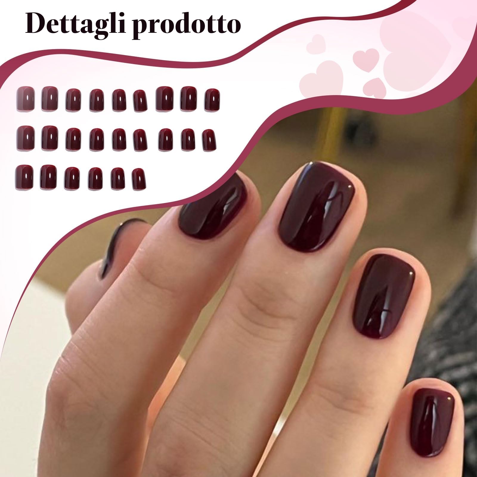 LunarCharm 24 unghie finte a pressione, extra corte, in gel gelatinoso, lucide, rotonde, riutilizzabili, 24 pezzi