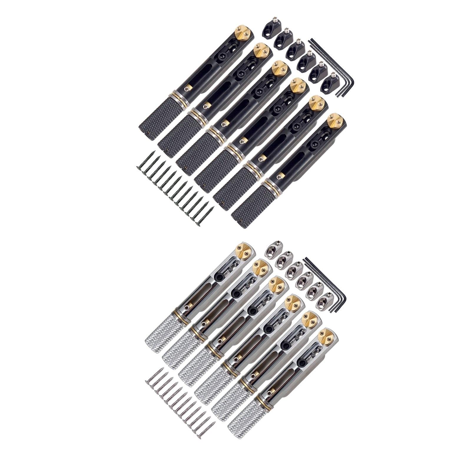 Ponte per Chitarra elettrica Ponte per Chitarra A Sella in Metallo A 6 Corde con Dado E Chiave Inglese per Parti di Ricambio per Chitarra Elettrica (Color : BK)