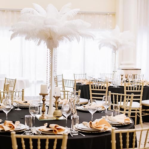 Miniatura 5 de Tigeen 30 plumas naturales de avestruz a granel de 10-12 pulgadas, 12-14 pulgadas para centros de mesa, bodas, fiestas, arreglos florales,