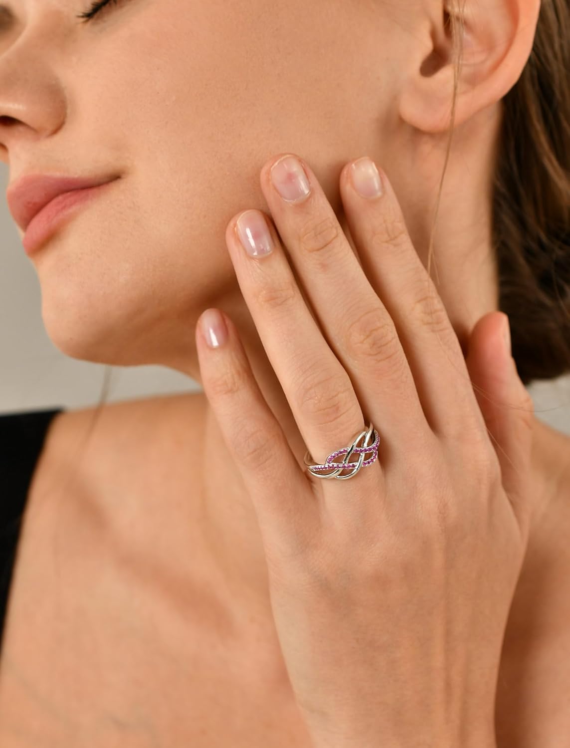 YL Celtic Knot Rings 925 Sterling Silver Twisted Knot Ring Birthstone Infinity Statement Jewelry for Women-size5 - Image 2