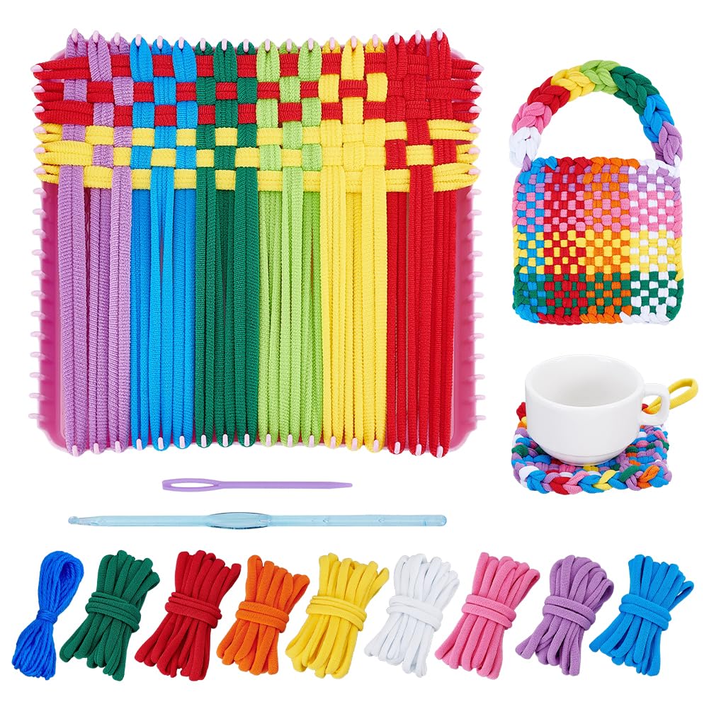 NBEADS Kit di 2 telai per presine, 18,8 x 18,8 cm, con aghi e manuale di istruzioni in plastica, telai per lavori a maglia per principianti e progetti fai da te