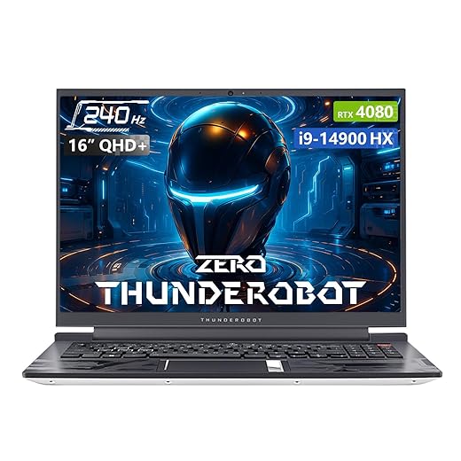 Thunderobot Zero 16 i9 4080 Gaming Laptop, 16" QHD+ 240Hz 2.5K Display, 14th Gen Intel Core i9-14900HX, GeForce RTX 4080, 32GB DDR5 RAM, 1TB SSD, RGB Backlit Keyboard, Wi-Fi 6, Windows 11 Home, White