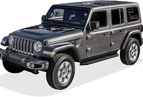Miniatura 6 de APS Estribos de 6 pulgadas (estilo plano negro) Barras Nerf, escalón lateral compatibles con Jeep Wrangler JL 2018-2025 de 4 puertas (incluye 21-25