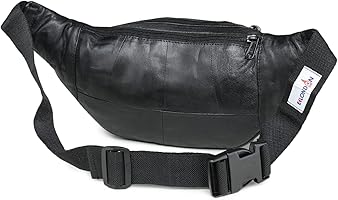K London Leather Black Men Women Waist Bag Fanny Bag Travel Pouch