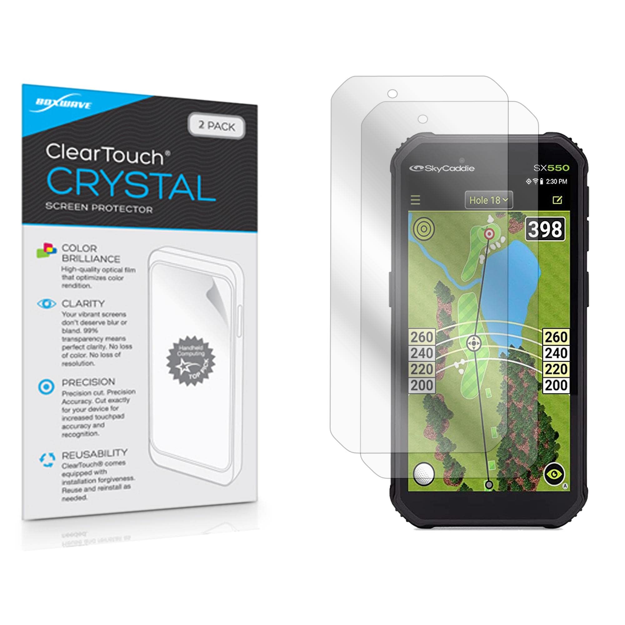 BoxWave Screen Protector Compatible with SkyCaddie SX550 - ClearTouch Crystal (2-Pack), HD Film Skin - Shields from Scratches
