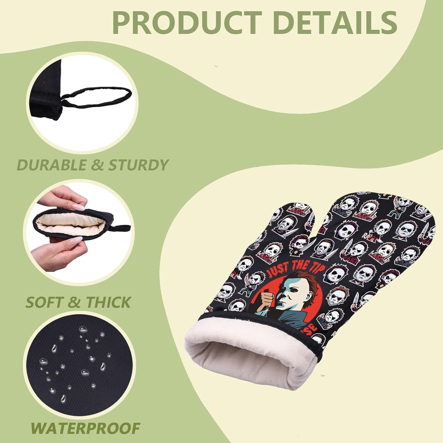 WZMPA Michael Killer Oven Mitts Horror Movie Gift Horror Night Baking ＆Cooking＆Grilling Glove Series Killer Merchandise (Just The tip-OM)