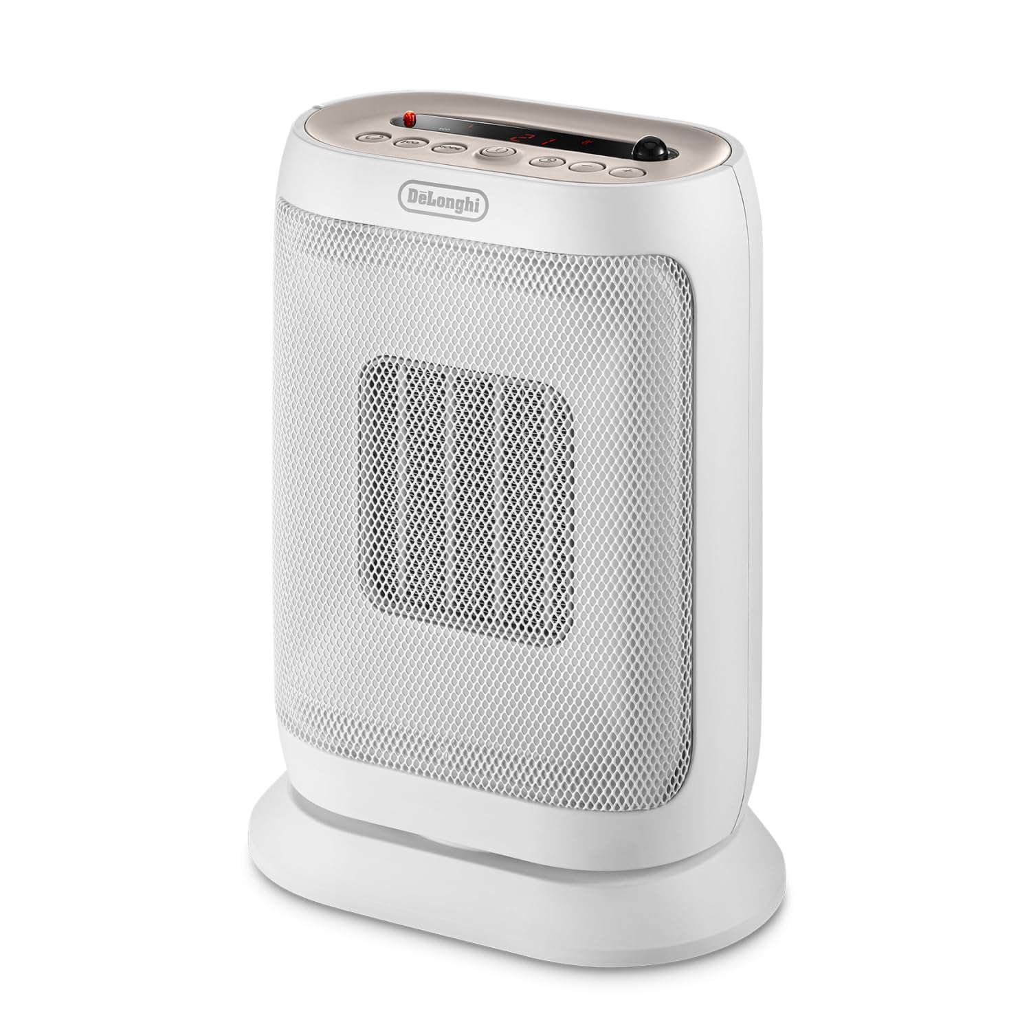 De'Longhi Capsule You&Me HFXR40T20.WB, Calefactor Quiet con Diseño Funcional, Temporizador 24h, Control Digital y Remoto, Termostato de Seguridad, 2 Niveles de Potencia, 2000W, Blanco/Beige