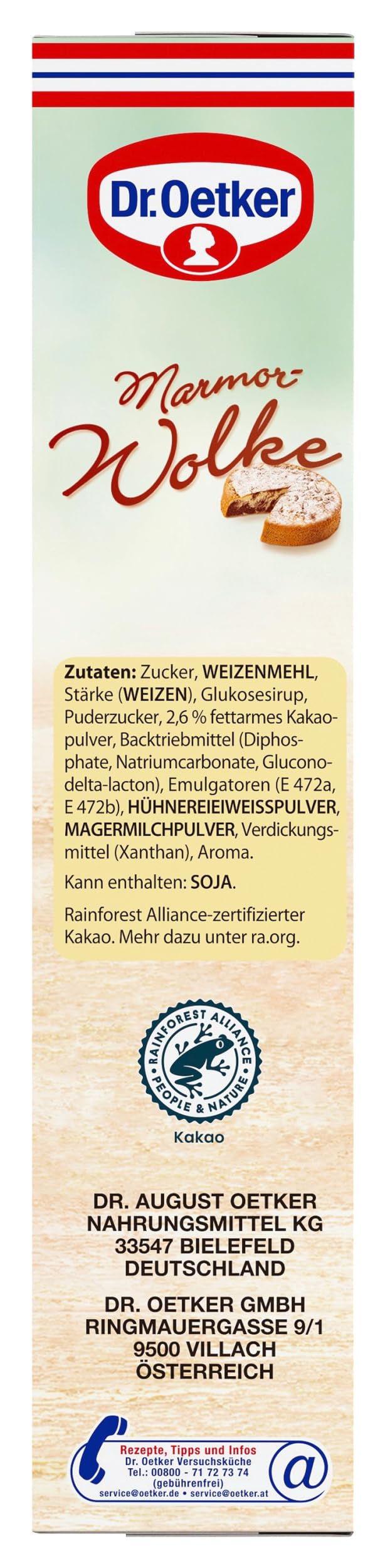 Dr. Oetker Marmor-Wolke, 8 x 455 g, Backmischung für besonders luftig-lockeren Rührkuchen, zum Zubereiten von besonders lockerem und saftigem Marmorkuchen, mit Dekorzucker