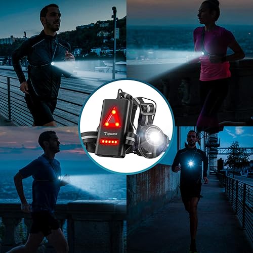 Miniatura 6 de Luz de correr para pasear al perro por la noche, faro LED brillante de seguridad con luz de advertencia trasera para corredores, recargable por USB,