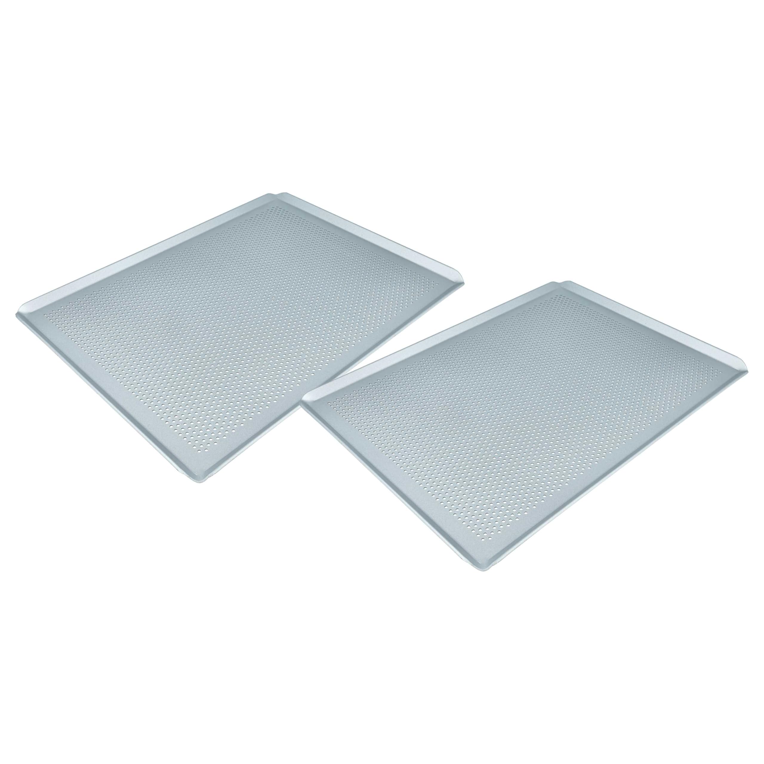 vhbw 2x Backblech für Backofen | 40 x 30 x 1 cm Silber, Perforiert